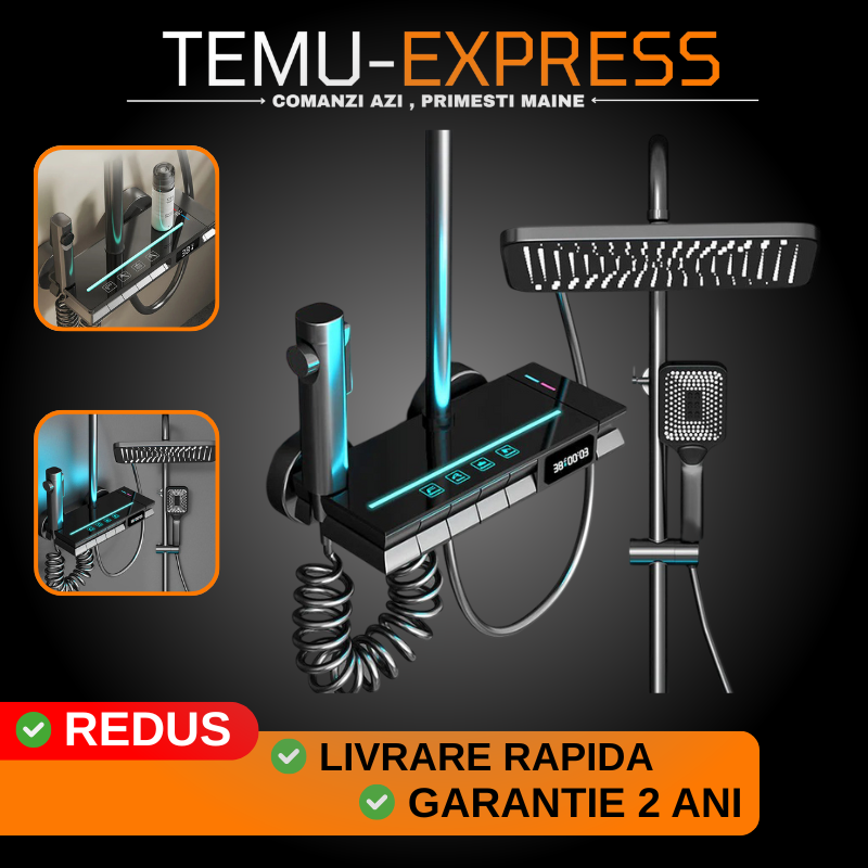 Set de Duș Lux Black - Cu Afișaj Digital și Funcție Termostatică