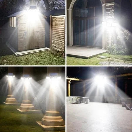 Set 4 x PROIECTOR TRIPLU cu incarcare Solara Senzor de Miscare Prindere pe Perete