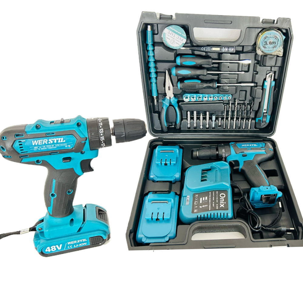 Trusa Bormasina Autofiletanta si Percutie 2 Acumulatori 48V 5Ah + 30 Accesorii