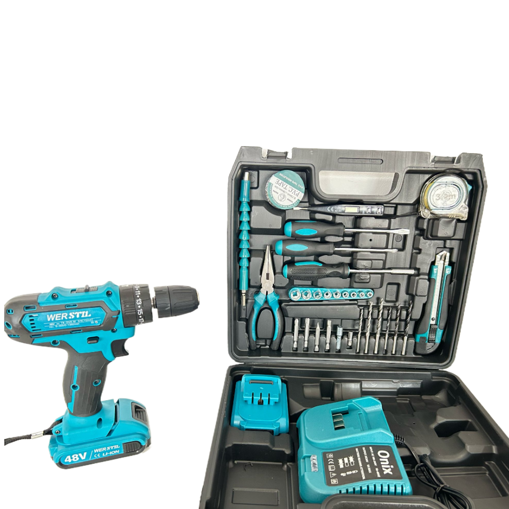 Trusa Bormasina Autofiletanta si Percutie 2 Acumulatori 48V 5Ah + 30 Accesorii