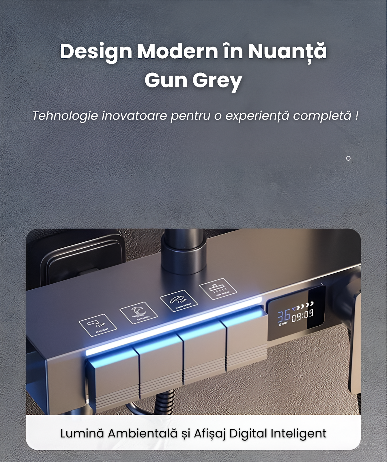 Set de Duș Lux Black - Cu Afișaj Digital și Funcție Termostatică