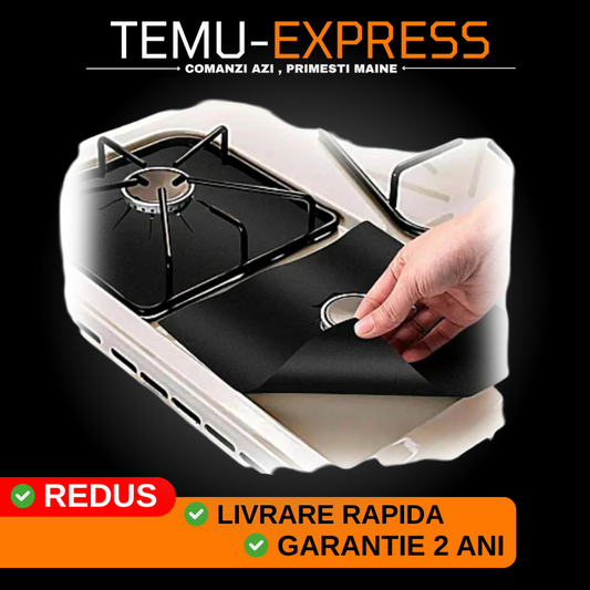 Set 16 Folii TEFLON NEGRU Detasabile pentru Aragaz din Teflon Lavabila Reutilizabila Negru