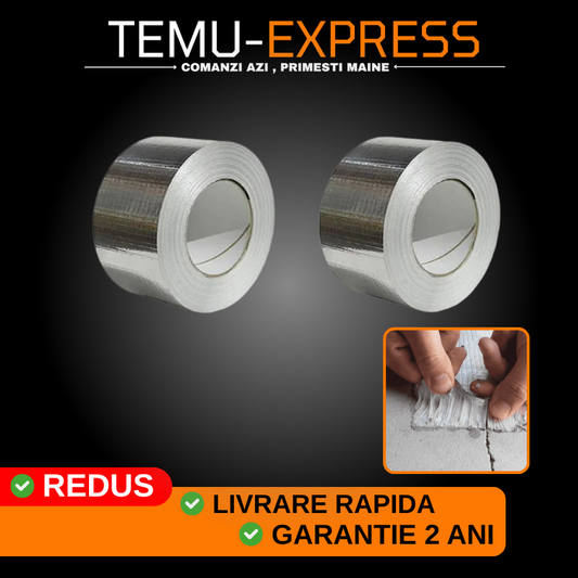 PACHET 1 + 1! Banda adeziva durabila tip folie, rezistenta la apa, aderenta sporita (5 cm x 5 m) + Banda dubla adeziva transparenta CADOU