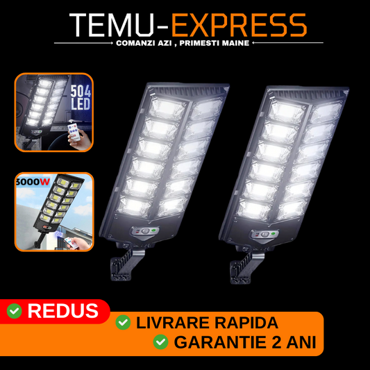 PACHET 1 + 1 !  Lampa solară stradală 3000W
