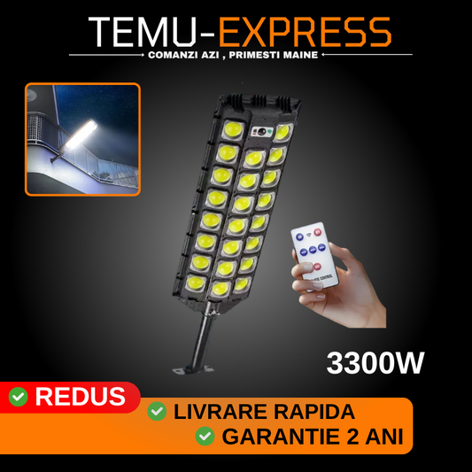 Lampa solară stradală 3300W Ovala - Picior metalic