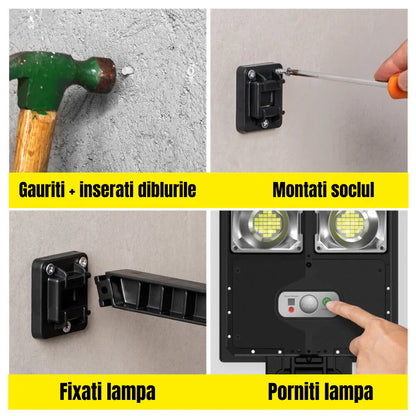 SET 2 x Lampa Stradala 1200W, Incarcare Solara, 65 CM