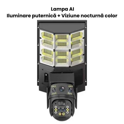 Lampă Solară cu Cameră de Supraveghere SIM 4G, Aplicatie Mobila V380, 1920x2160, Microfon + Difuzor încorporat